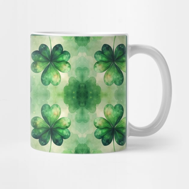 Emerald Shamrock Watercolor Reflective Pattern by Frim-Design